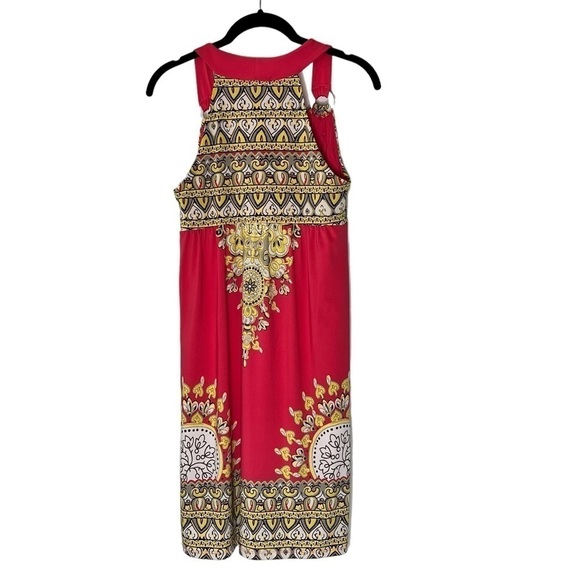 NWT INC Coral Pink Patterned Sleeveless Halter Dress With Rhinestones Size M - Picture 12 of 16